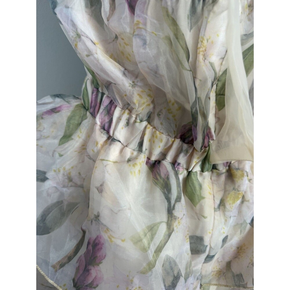 Arose Studio Danna Floral Print Halter Mini Dress Tiered Ruffle Size Large - Picture 15 of 16